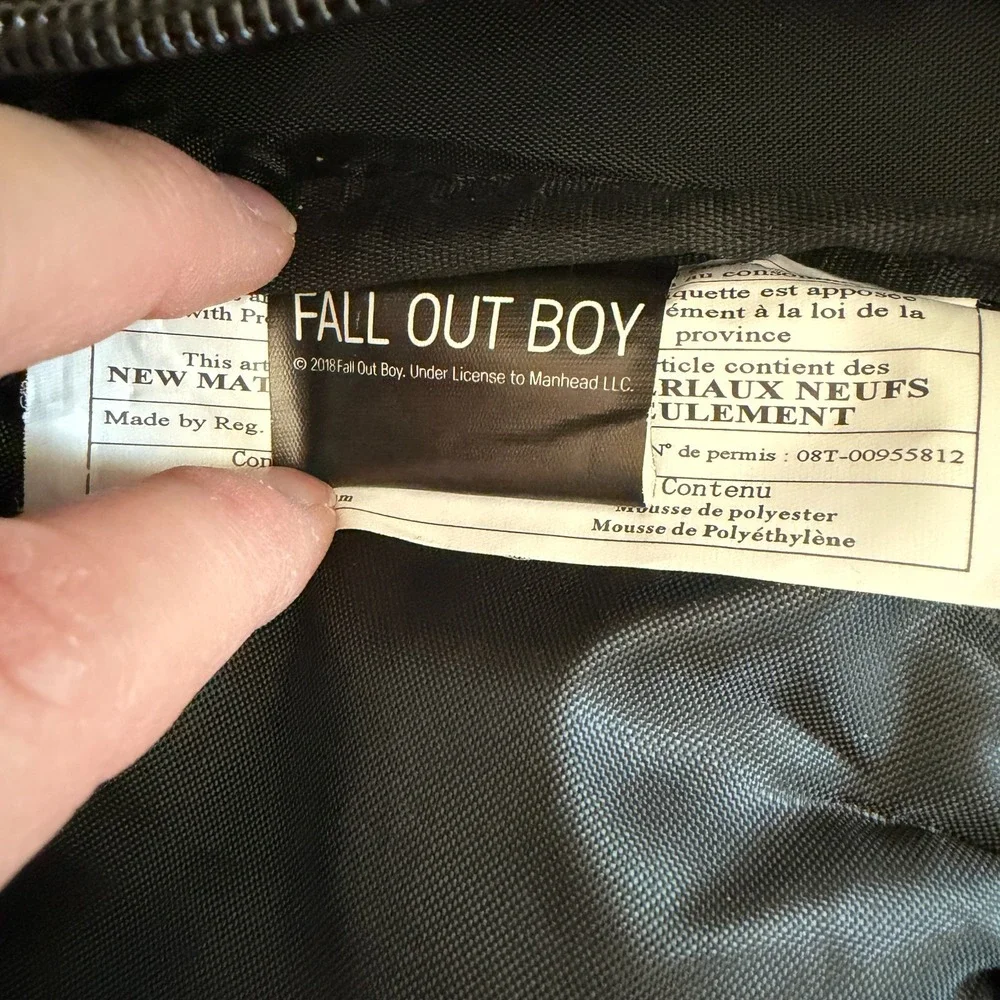 Fall Out Boy Backpack Black Paint Splatter Mania Adjustable Straps Young Menace